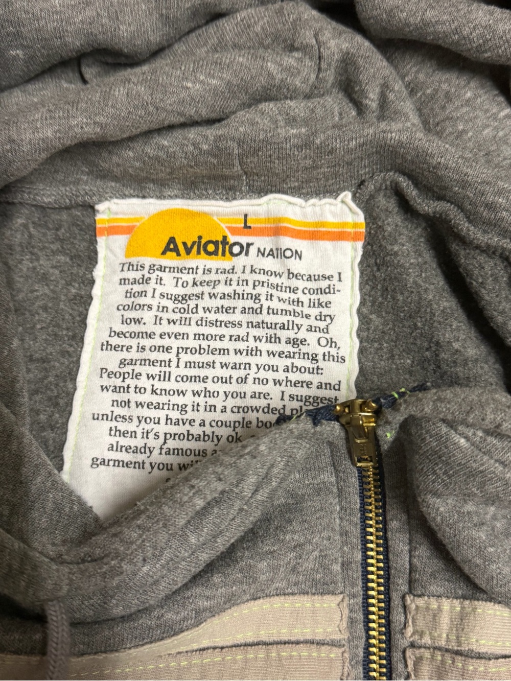 Aviator nation Gray Zip-Up Hoodie Sweater - Picture 3 of 3